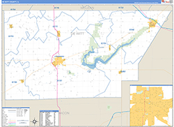 De Witt County, IL Wall Map Zip Code Basic Style 2026